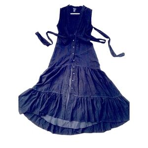 Nicole Miller maxi dress Linen blend womens XS black fully lined